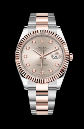 Rolex Datejust 41 Rolesor Everose Fluted / Oyster / Sundust - Diamond
