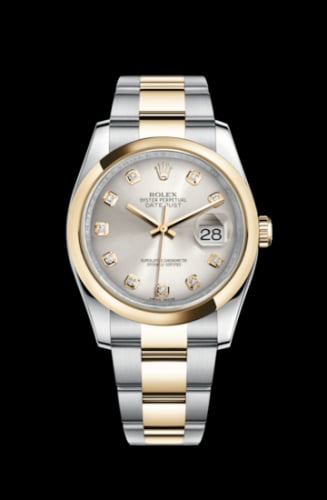 Rolex Datejust 36 Rolesor Yellow Domed / Oyster / Silver Diamond