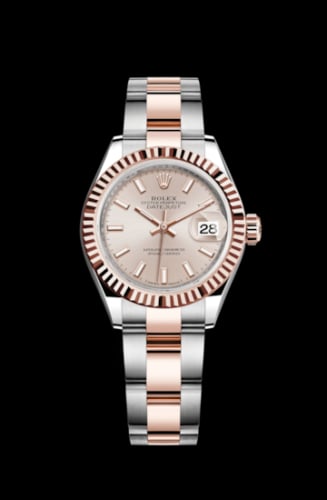 Rolex Lady-Datejust 28 Rolesor Rose Fluted / Oyster / Sundust