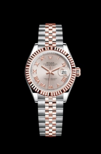 Rolex Lady-Datejust 28 Rolesor Rose Fluted / Jubilee / Sundust Roman