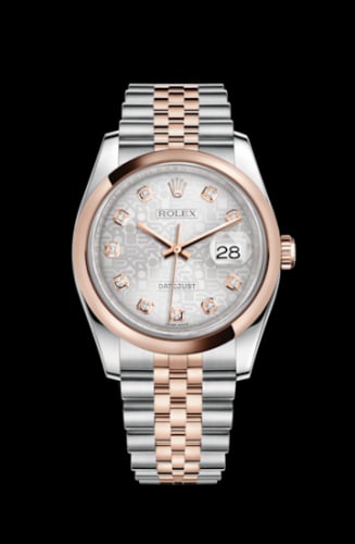 Rolex Datejust 36 Rolesor Everose Domed / Jubilee / Silver Computer