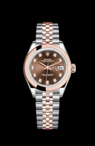Rolex Lady-Datejust 28 Rolesor Rose Domed / Jubilee / Chocolate Diamond