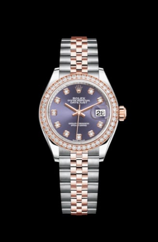 Rolex Lady-Datejust 28 Rolesor Rose Diamond / Jubilee / Aubergine Diamond