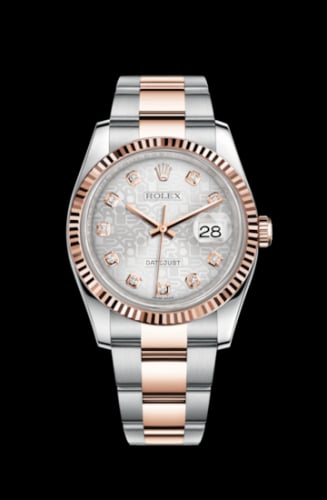 Rolex Datejust 36 Rolesor Everose Fluted / Oyster / Silver Computer