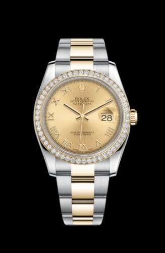 Rolex Datejust 36 Rolesor Yellow Diamond / Oyster / Champagne Roman