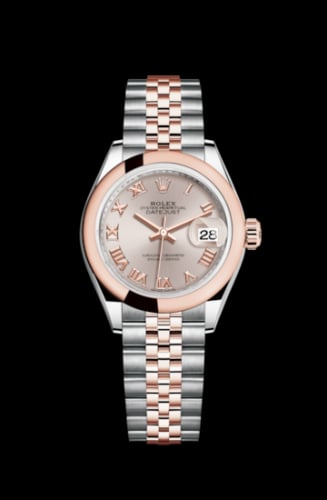 Rolex Lady-Datejust 28 Rolesor Rose Domed / Jubilee / Sundust Roman