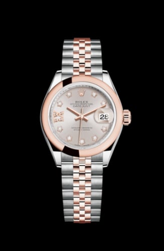 Rolex Lady-Datejust 28 Rolesor Rose Domed / Jubilee / Sundust Diamond