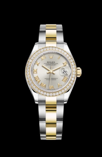 Rolex Lady-Datejust 28 Rolesor Yellow Diamond / Oyster / Silver Roman
