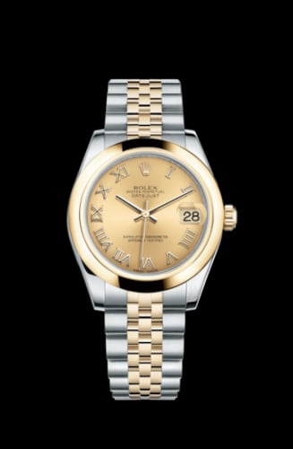 Rolex Datejust 31 Rolesor Yellow Domed / Jubilee / Champagne Roman