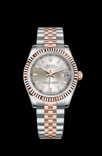 Rolex Datejust 31 Rolesor Everose Fluted / Jubilee / Silver