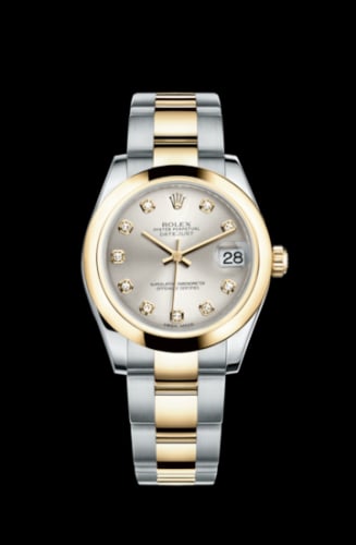 Rolex Datejust 31 Rolesor Yellow Domed / Oyster / Silver Diamond