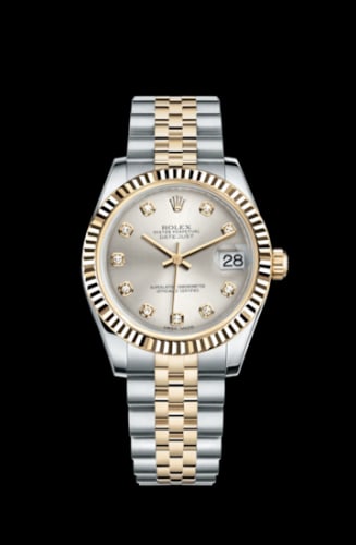 Rolex Datejust 31 Rolesor Yellow Fluted / Jubilee / Silver Diamond