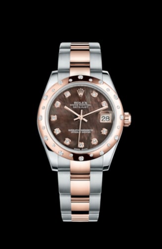 Rolex Datejust 31 Rolesor Everose Domed Diamond / Oyster / Black MOP