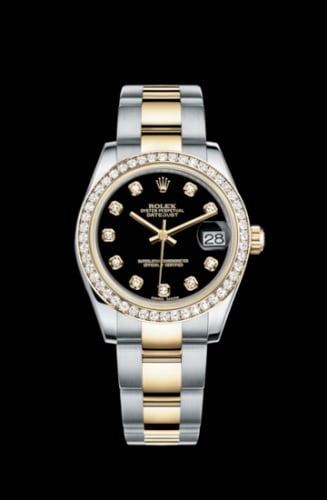 Rolex Datejust 31 Rolesor Yellow Diamond / Oyster / Black Diamond