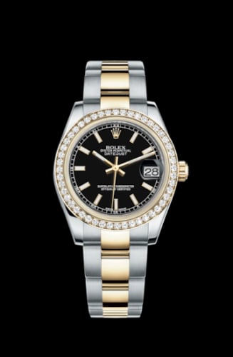 Rolex Datejust 31 Rolesor Yellow Diamond / Oyster / Black