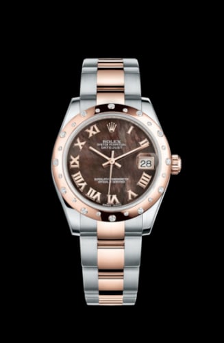 Rolex Datejust 31 Rolesor Everose Domed Diamond / Oyster / Black MOP Roman