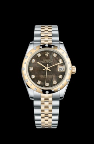 Rolex Datejust 31 Rolesor Yellow Domed Diamond / Jubilee / Black MOP