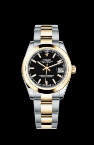 Rolex Datejust 31 Rolesor Yellow Domed / Oyster / Black