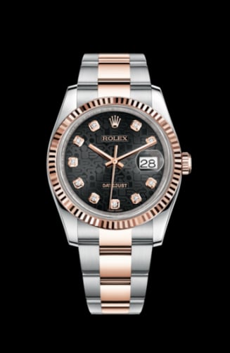 Rolex Datejust 36 Rolesor Everose Fluted / Oyster / Black Computer