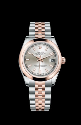 Rolex Datejust 31 Rolesor Everose Domed / Jubilee / Silver