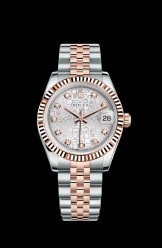 Rolex Datejust 31 Rolesor Everose Fluted / Jubilee / Silver Computer