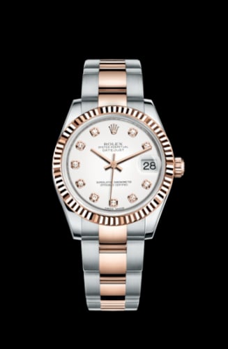 Rolex Datejust 31 Rolesor Everose Fluted / Oyster / White Diamond