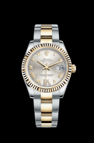 Rolex Datejust 31 Rolesor Yellow Fluted / Oyster / Silver Roman