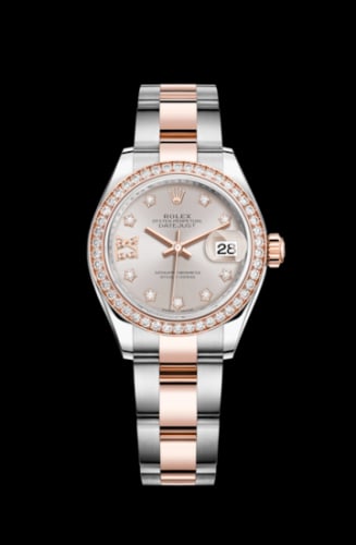 Rolex Lady-Datejust 28 Rolesor Rose Diamond / Oyster / Sundust Diamond