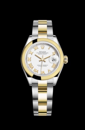 Rolex Lady-Datejust 28 Rolesor Yellow Domed / Oyster / White Roman
