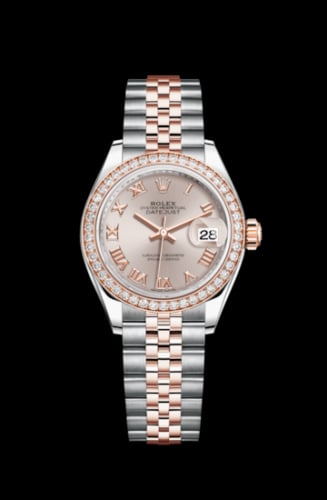 Rolex Lady-Datejust 28 Rolesor Rose Diamond / Jubilee / Sundust Roman