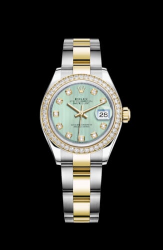 Rolex Lady-Datejust 28 Rolesor Yellow Diamond / Oyster / Mint Green Diamond