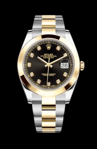 Rolex Datejust 41 Rolesor Yellow Smooth / Oyster / Black - Diamond
