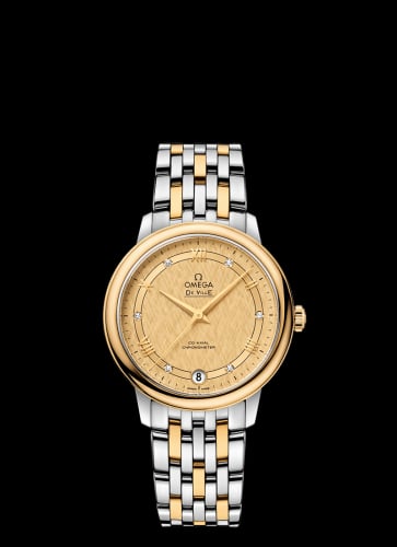 Omega De Ville Prestige Co-Axial 32.7 Stainless Steel / Yellow Gold / Vintage Champagne Silk / Bracelet