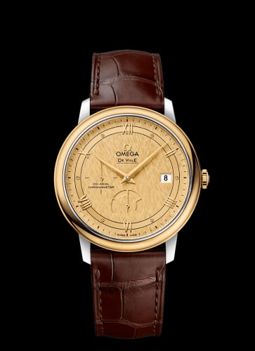 Omega De Ville Prestige Co-Axial 39.5 Power Reserve Stainless Steel / Yellow Gold / Vintage Champagne Silk
