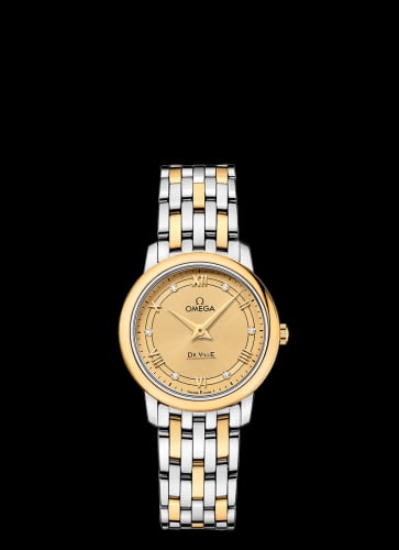 Omega De Ville Prestige Quartz 27.4 Stainless Steel / Yellow Gold / Vintage Champagne / Bracelet