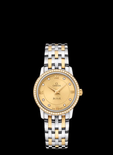 Omega De Ville Prestige Quartz 27 Stainless Steel / Yellow Gold / Diamond / Bracelet