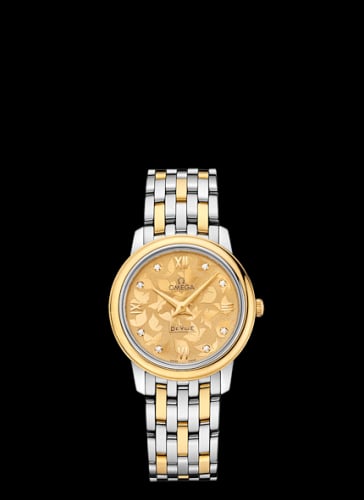 Omega De Ville Prestige Quartz 27.4 Stainless Steel / Yellow Gold / Champagne Butterfly / Bracelet