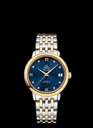 Omega De Ville Prestige Co-Axial 32.7 Stainless Steel / Yellow Gold / Blue / Bracelet
