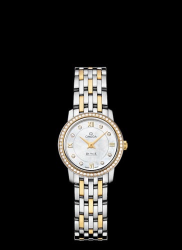 Omega De Ville Prestige Quartz 24.4 Stainless Steel / Yellow Gold / Diamond / MOP / Bracelet