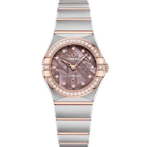 Omega Constellation Manhattan 25 Quartz Stainless Steel - Sedna Gold - Diamond / Lilac Meteorite