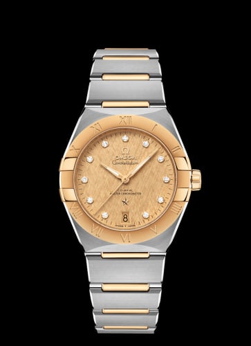 Omega Constellation Master Chronometer 36 Stainless Steel / Yellow Gold / Champagne - Diamond / Bracelet