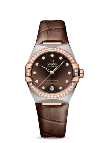 Omega Master Chronometer 36 Stainless Steel / Sedna Gold / Diamond / Brown / Strap