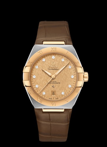 Omega Constellation Master Chronometer 39 Stainless Steel / Yellow Gold / Champagne-Diamond / Alligator