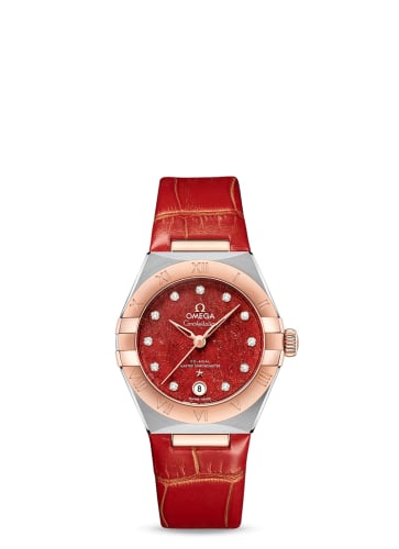 Omega Constellation Manhattan 29 Co-Axial Master Chronometer Stainless Steel / Sedna Gold / Red Aventurine