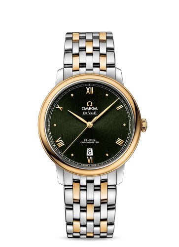 Omega De Ville Prestige Co-Axial 39.5 Stainless Steel / Yellow Gold / Green Sunburst / Bracelet