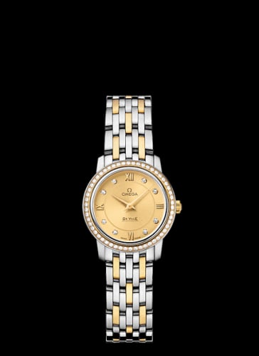 Omega De Ville Prestige Quartz 24.4 Stainless Steel / Yellow Gold / Diamond / Champagne / Bracelet