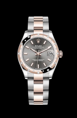 Rolex Datejust 31 Stainless Steel/ Rose Gold / Domed - Diamond / Grey / Oyster