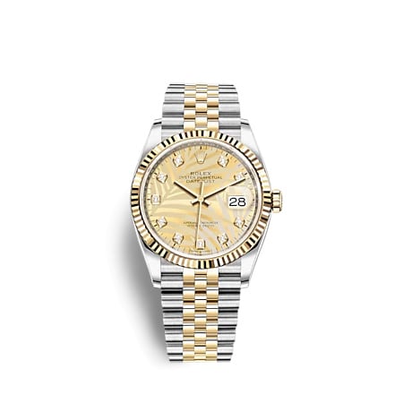 Rolex Datejust 36 Stainless Steel - Yellow Gold - Fluted / Champagne - Palm - Diamond / Jubilee