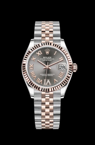 Rolex Datejust 31 Stainless Steel/ Rose Gold / Fluted / Grey - Roman / Jubilee