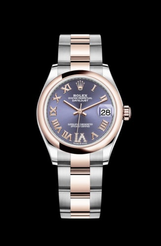 Rolex Datejust 31 Stainless Steel/ Rose Gold / Domed / Aubergine - Roman / Oyster